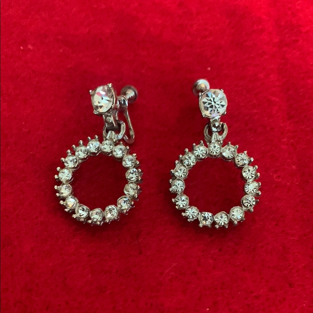 Elegant Silver Crystal Hoop Earrings